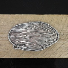 Dark Antique Silver Oval Belt Buckle Organic Textured Finish