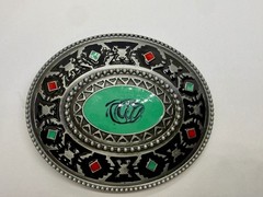 Southwestern Tribal Pattern Blue Red Enamel Colored Belt Buckle in New Condition