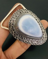Blue Opal Gemstone 925 Sterling Silver Handmade Belt Buckles Vintage Gift For