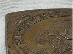 Vintage Brass Belt Buckle Henry Ford Detroit Automobiles Record Model T Year Car