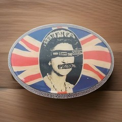 The Sex Pistols GOD SAVE THE QUEEN Union Jack Metal Oval Belt Buckle Punk Rock
