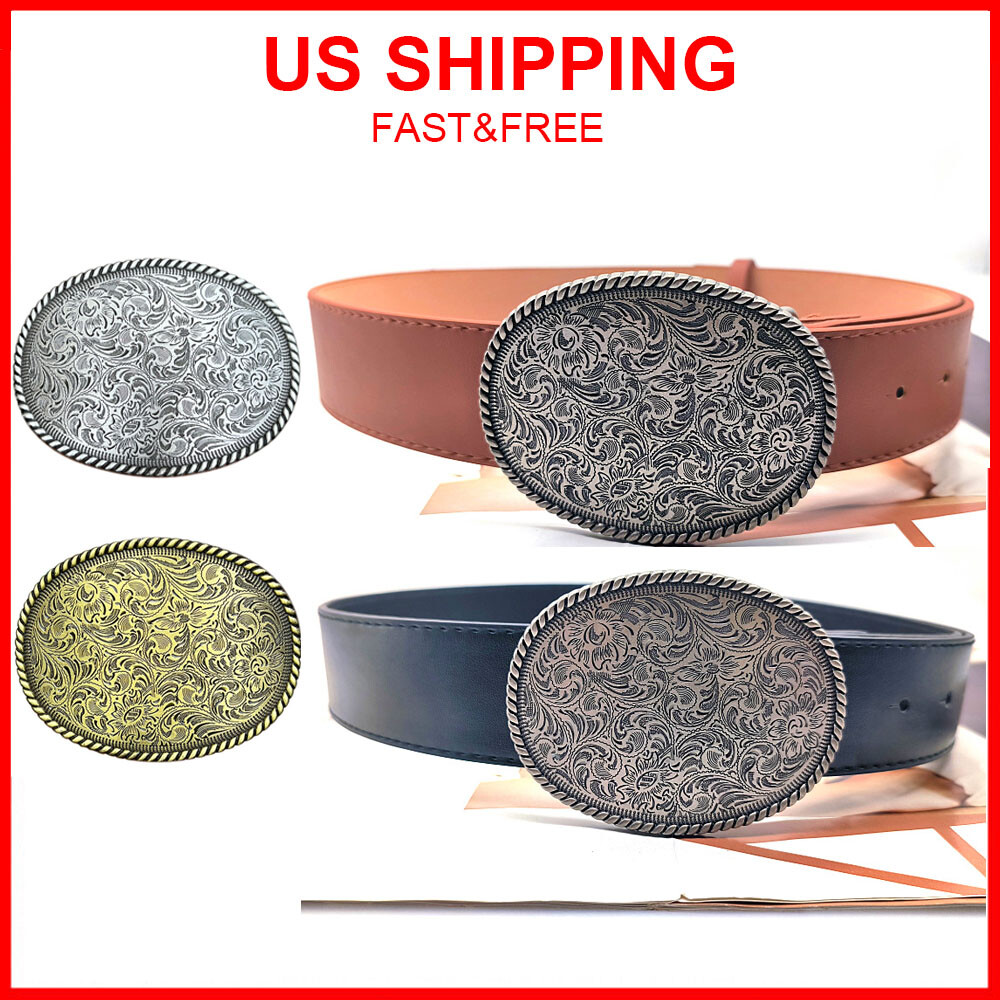 With Belt Engraved Oval Antique Copper Finish Western Cowboy Belt Buckle NEW