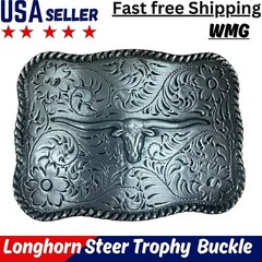 Longhorn Steer Trophy Sterling Silver Western Belt Buckle Hebillas Vaqueras