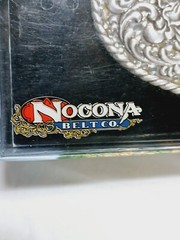 Nocona Womens Rhinestone Floral Belt Buckle in box=3.5&Prime; long = Silver tone