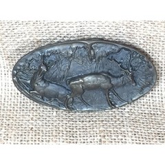 Vintage 1975 Al Dez Denver Deer Belt Buckle Bronze Tone Oval Wildlife Western