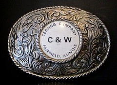 C & W Testing Company Fairfield IL Belt Buckle Vintage Collectible metal