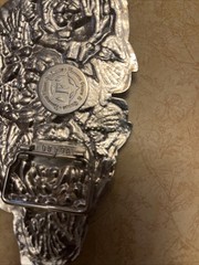 Famous Stars and Straps Wide Belt Buckle with Flower Rose Bouquet Design