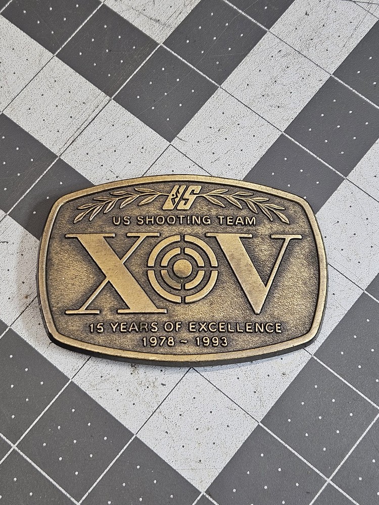 Vintage US Shooting Team XOV 15 Years Excellence 1978-1993 Belt Buckle Bronze