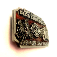 « AMERICA&rsquo;S FIREFIGHTERS » EVER READY & WILLING Men&rsquo;s BUCKLE – Fits a 1 3/4&Prime; BELT