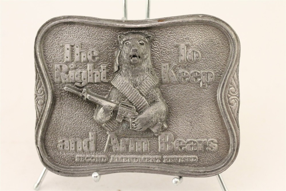 1986 Bergamot Brass Works The Right To Keep and Arm Bears Belt Buckle Never Used