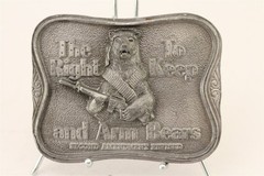 1986 Bergamot Brass Works The Right To Keep and Arm Bears Belt Buckle Never Used