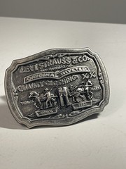 Levi’s Two Horse Logo Silver Tone Metal Belt Buckle 1.5in Rectangular
