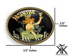 Absinthe Belt Buckle – Victorian Vintage Poster Art Handmade Oval Buckle – 276