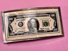 One Hundred Dollar Bill Picture Note United States of America Belt Buckle