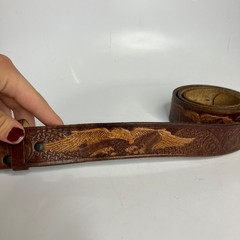 Handmade Eagle embossed leather belt men&rsquo;s size 40 casual patriotic