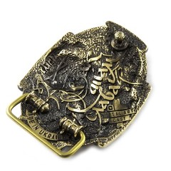 Belt buckle Cossack, Handmade Ukrainian warrior military solid brass buckle