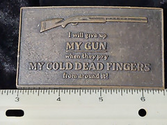 Vintage PRY COLD DEAD FINGERS Brass/Black Tone Belt Buckle