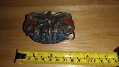 Belt buckle 3-D eagle Indian chief buffalo color 1988 by Siskiyou unused