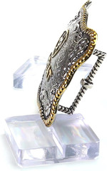 ARIAT Large Scalloped Shape Buckle with Logo, Floral and Scroll Detail, Twisted