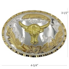 Oversize BIG BULL HEAD Belt Buckle Silver GOLD Western Cowboy Large ov63