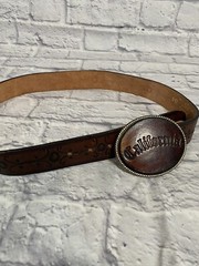California Custom Leather and Metal Belt & Buckle 34”