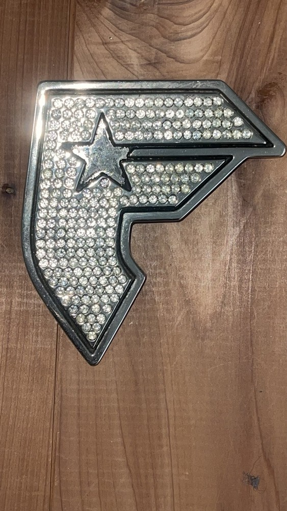 Famous Stars & Straps F Gun Look Silver & Rhinestone Metal Belt Buckle Mens