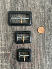 single Prong Square Replacement Black Leather w gold pin Belt Buckle For 25mm 1”