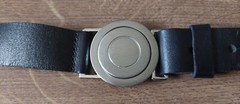 Belt, buckle similar to that of a scout, leather black size 107 cm/42 in, new UK