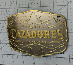 Tequila CAZADORES 100% De Agave Large Gold Colored Metal Belt Buckle 5&Prime; X 3 3/4&Prime;