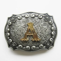 Initial Letter « A » Cowboy Rodeo Western Metal Belt Buckle