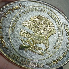 North American Hunting Club Silver Gold Oval Western Belt Buckle Antique Finish