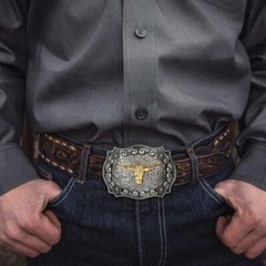 Long Horn Bull Western Belt Buckle Cowboy Belt Buckle for Men