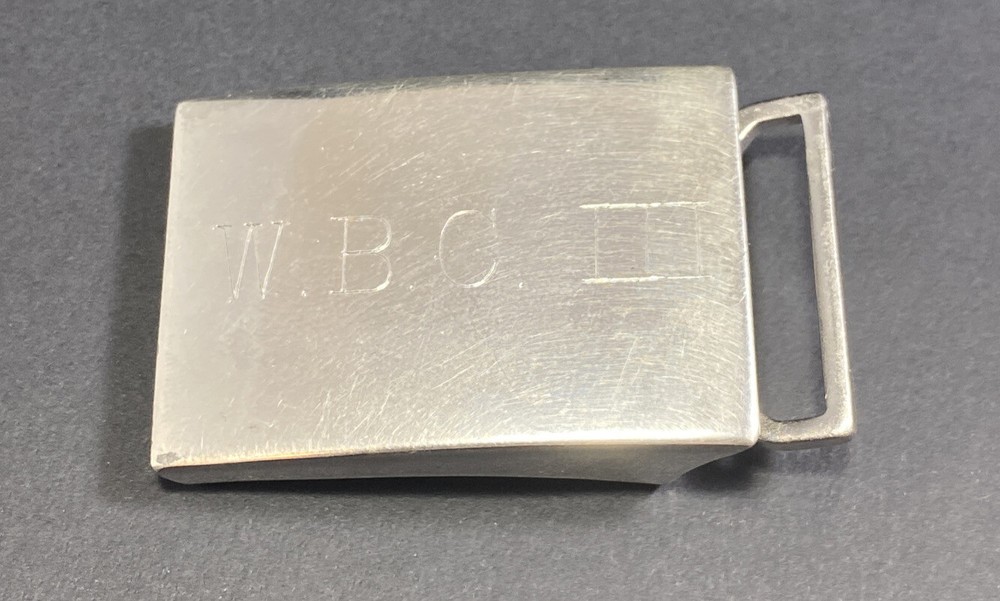Vintage Simmons Sterling Belt Buckle Etched Monogram WBC III Fine