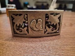 Vintage Men&rsquo;s Western Alpaca silver Belt Buckle Engraved Dog Silver fits on belt