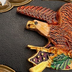 Vintage Eagle Rifle American Flag Belt Buckle Patriotic Western Bronze Tone 3D