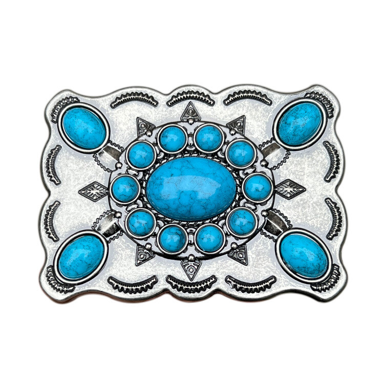 Zinc alloy belt buckle denim Bohemian turquoise belt buckle denim style