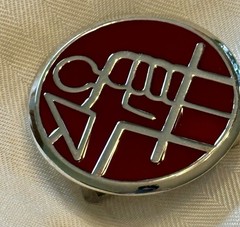 Hellboy Belt Buckle Universal Studios Comic Con Hell Boy Silver Tone Red Enamel