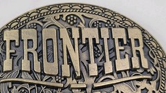 Frontier Las Vegas Hotel Casino Belt Buckle Brass Oval 3.25”x2.5” Longhorn