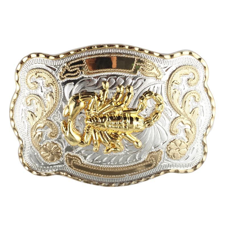 Cinturon Ecuestre Dorado Hebilla Toro Gallo Escorpion Vaquero Cowboy Western