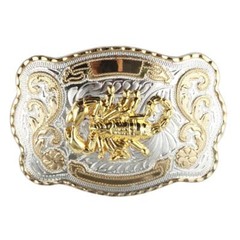 Cinturon Ecuestre Dorado Hebilla Toro Gallo Escorpion Vaquero Cowboy Western