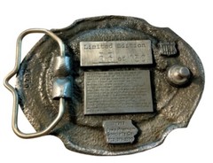 Vtg Pewter Belt Buckle Mechanical Corn Picker 1989 IOWA PREMIUM SPECIALTY CO.