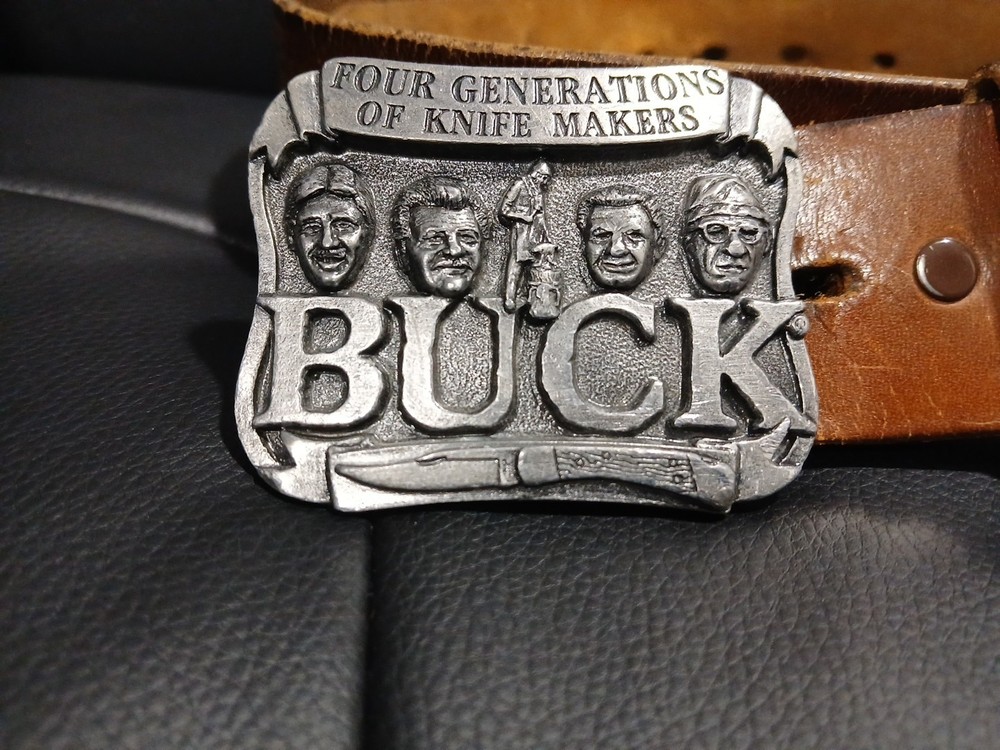 BUCK KNIVES LIMITED EDITION BELT BUCKLE – & Leather Belt VERY HEAVY – GW8