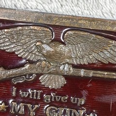 Indiana Metal Craft Belt Buckle Mens OS Burgundy Eagle 1970s Brass Gun Rights