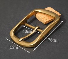 40mm Men Vintage Solid Brass Plated Western Leathercraft Center Bar Belt Buckle