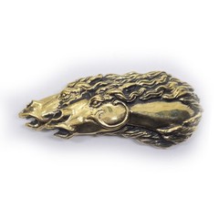 Horses Couple Running Brass Belt Buckle