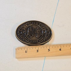 Vintage ABB Vetco Gray Solid Brass Belt Buckle 3.5&Prime; Unique Industrial Design VTG