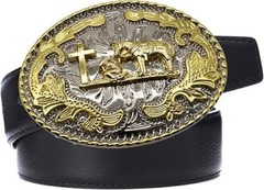 Praying Cowboy Horse Western Rodeo Gold Tone Design Fashion Cowboy Belt Buckle