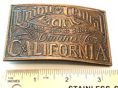 California Union Central Union Omaha Pacific Train Rail Road Line Belt Buckle