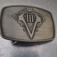 Men&rsquo;s Western Silver Tone Metal Belt Buckle Antique Finish III Emblem 1.5&Prime;