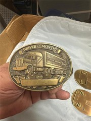 Four Vintage Truck Driver Award Belt Buckles, Walmart and Tyson&rsquo;s Foods